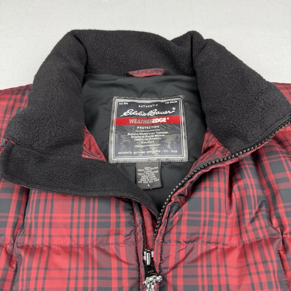 Eddie Bauer WeatherEdge Plaid Puffer Vest Mens Large Goose Down - Picture 3 of 12